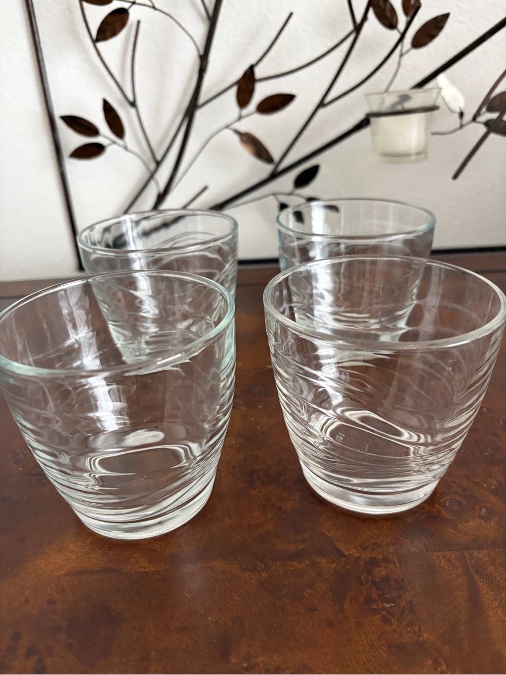Libby Wave Pattern Glass Cups Set of 4 11.50 oz